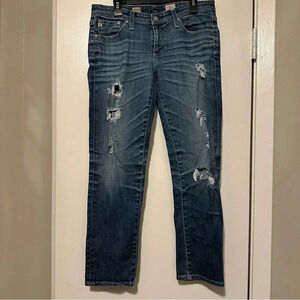 AG Adriano Goldschmied distressed stilt crop cigarette crop denim jeans size 27